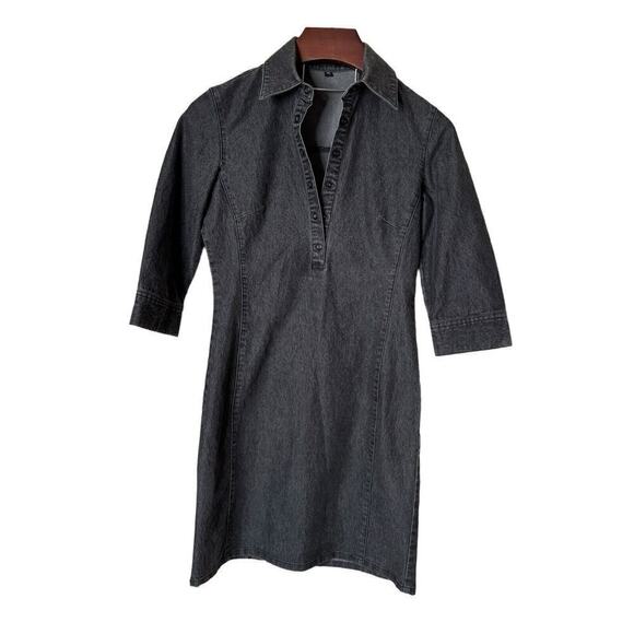Jacob Denim Jean Dress Charcoal Gray Size 5/6 Snap Front 3/4 Sleeves - Picture 1 of 8